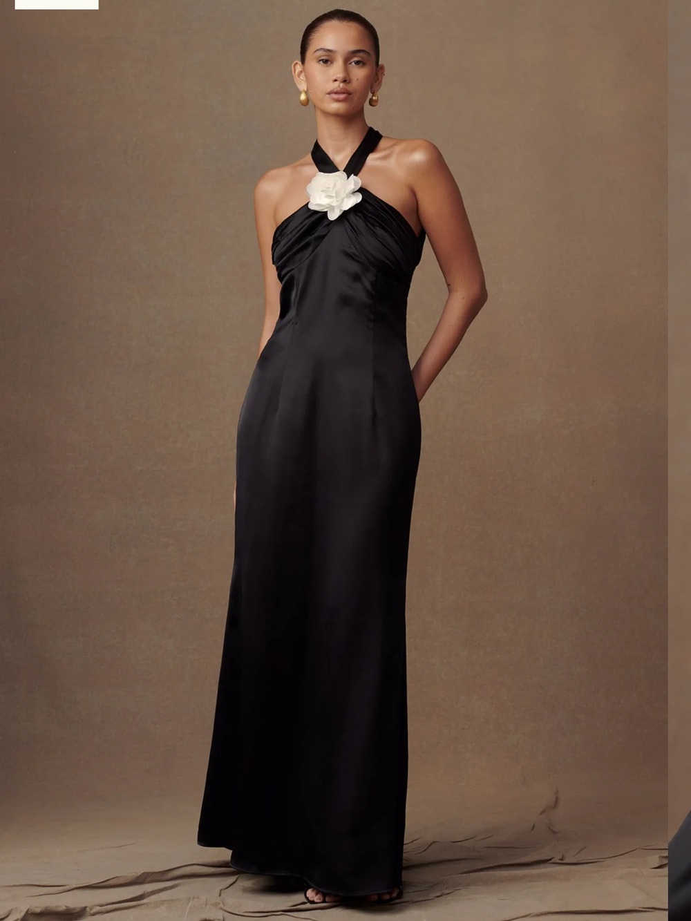 Meshki Dylan Rose Halter Maxi Dress - Black
